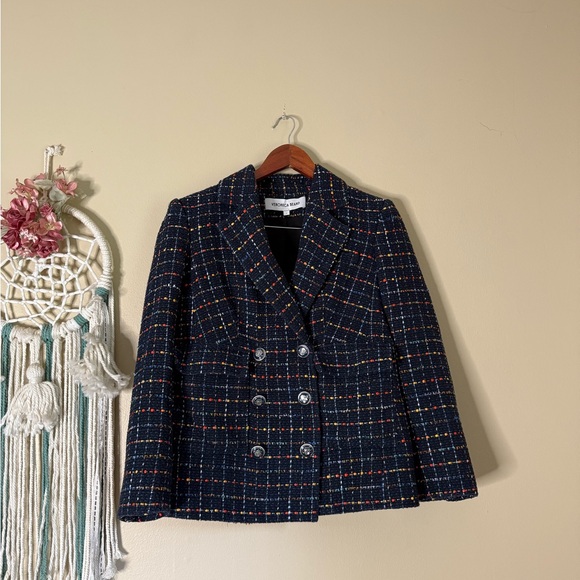 Veronica Beard Rumer Tweed Dickey Jacket Blazer Blue Multicolor Size 4 - Picture 4 of 10